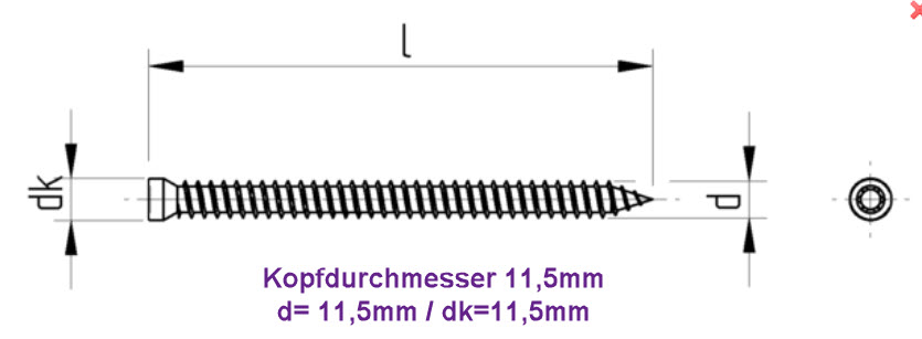 11,5mm  Zylinderkopf  (für alle Profile geeignet ) die Stabile